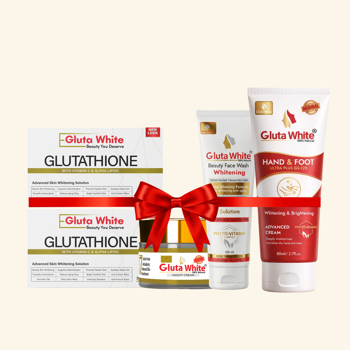 Gluta White® Night Cream + Face Wash + Hand & Foot Cream + Pack Of 2 Capsules