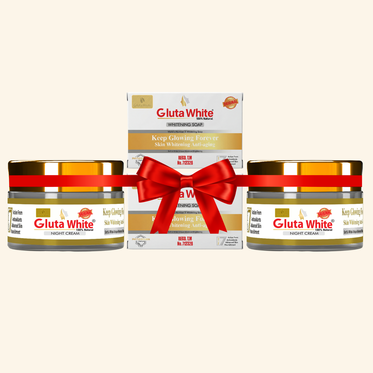 Gluta White Night Cream Pack Of 2 + Whitening Soap Pack Of 2
