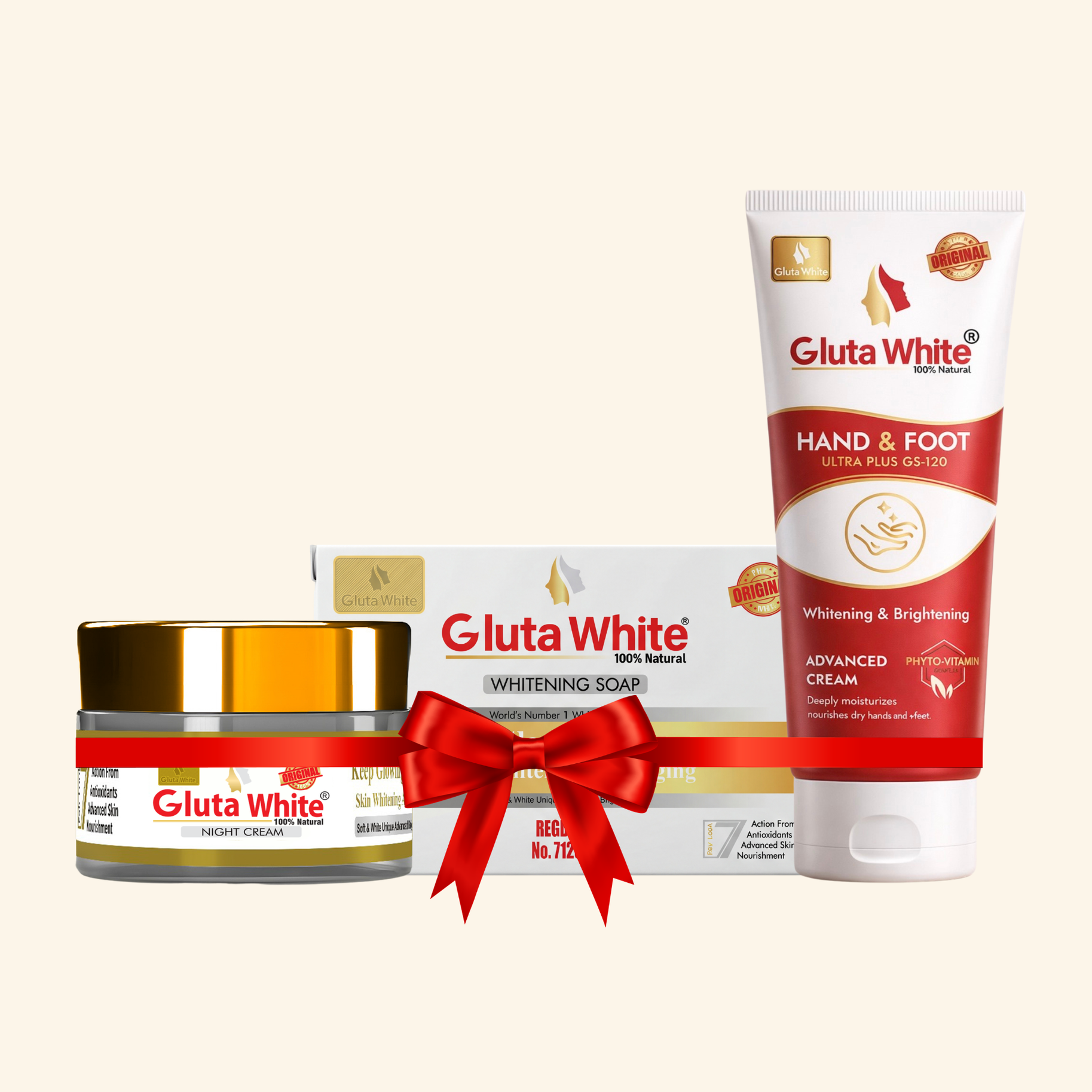 Gluta White Night Craem + Hand & Foot Craem + Whitening Soap