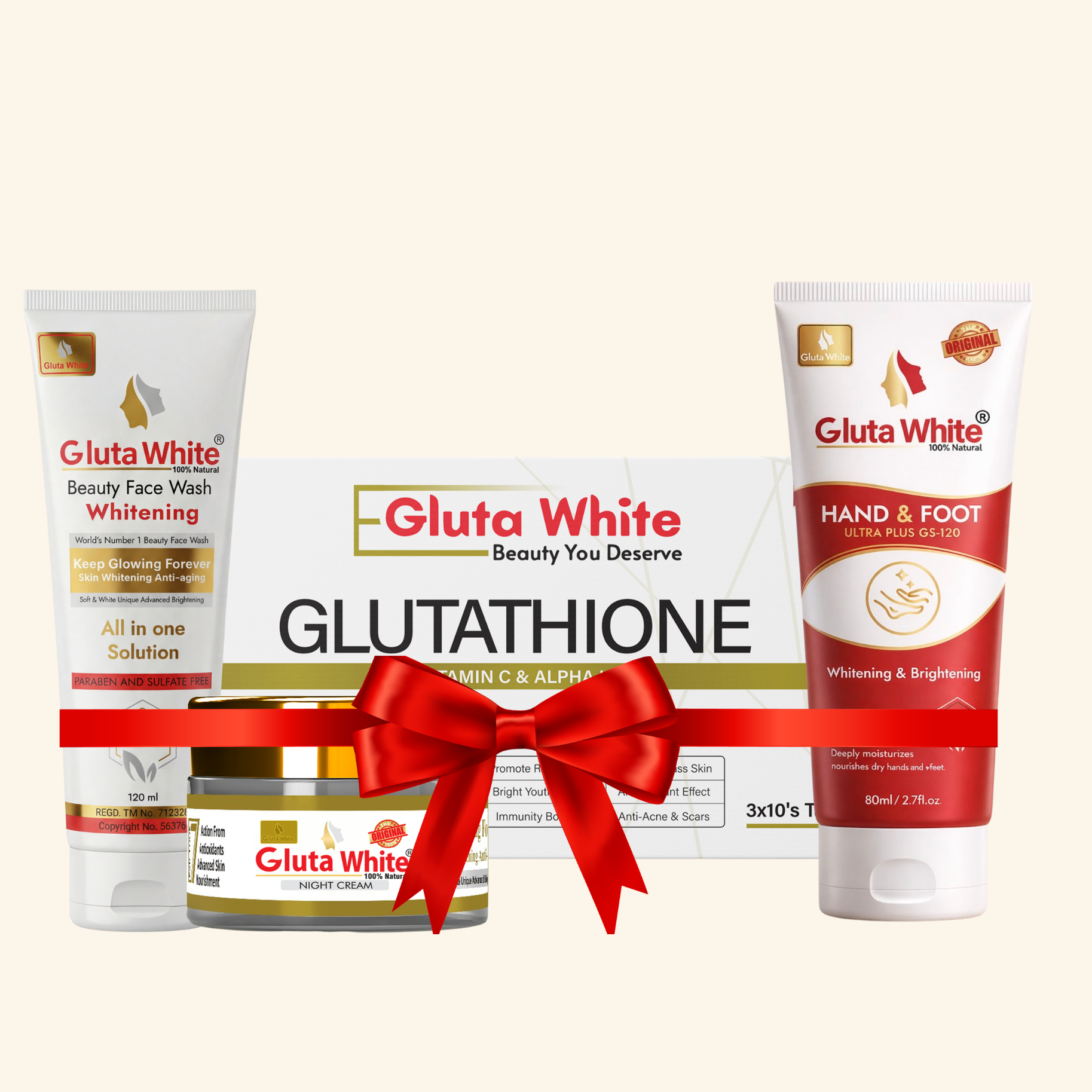 Gluta White Night Craem + Face Wash + Hand & Foot Craem + capsule