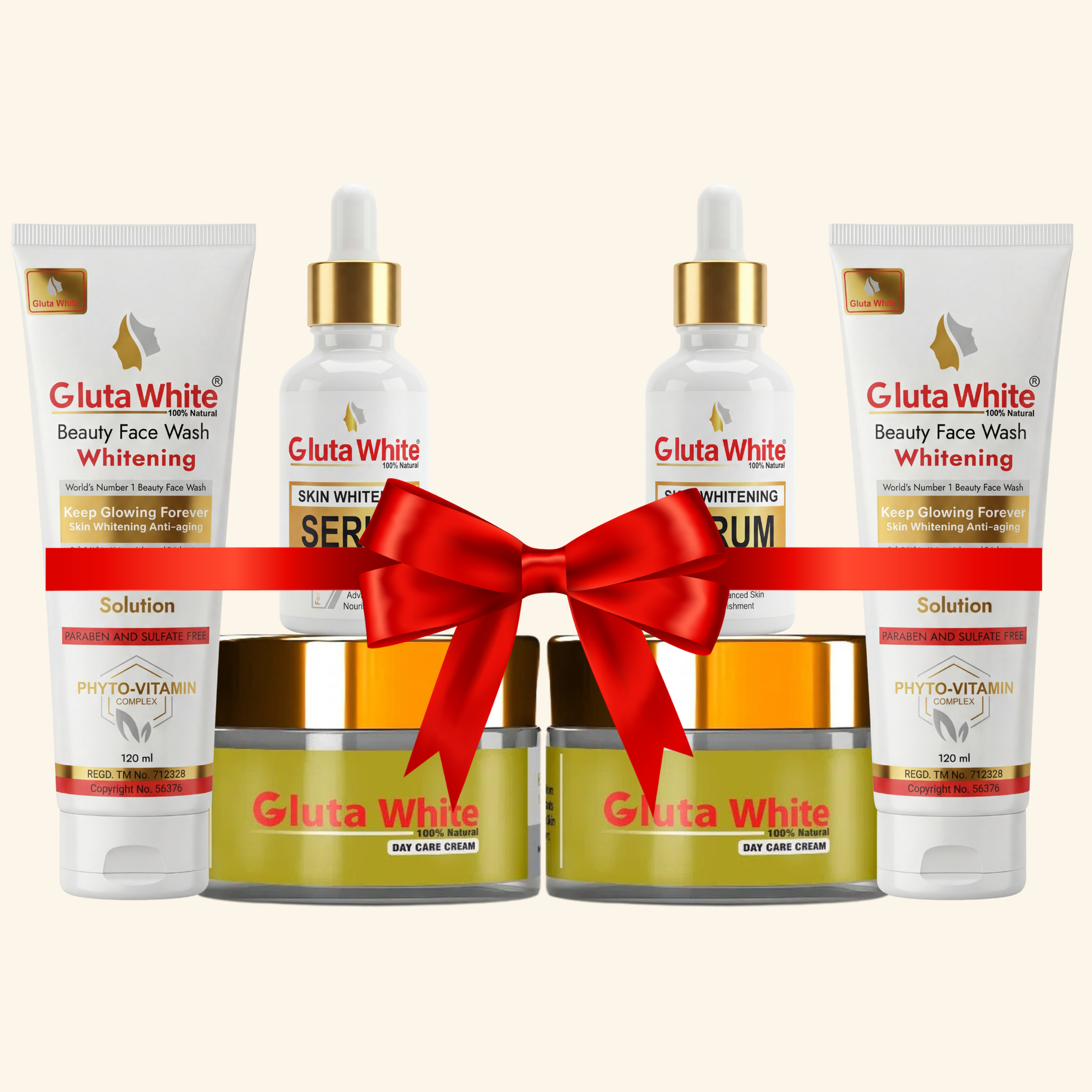 Gluta White Day Craem Pack Of 2 + Face Wash Pack Of 2 + Whitening Serum Pack Of 2