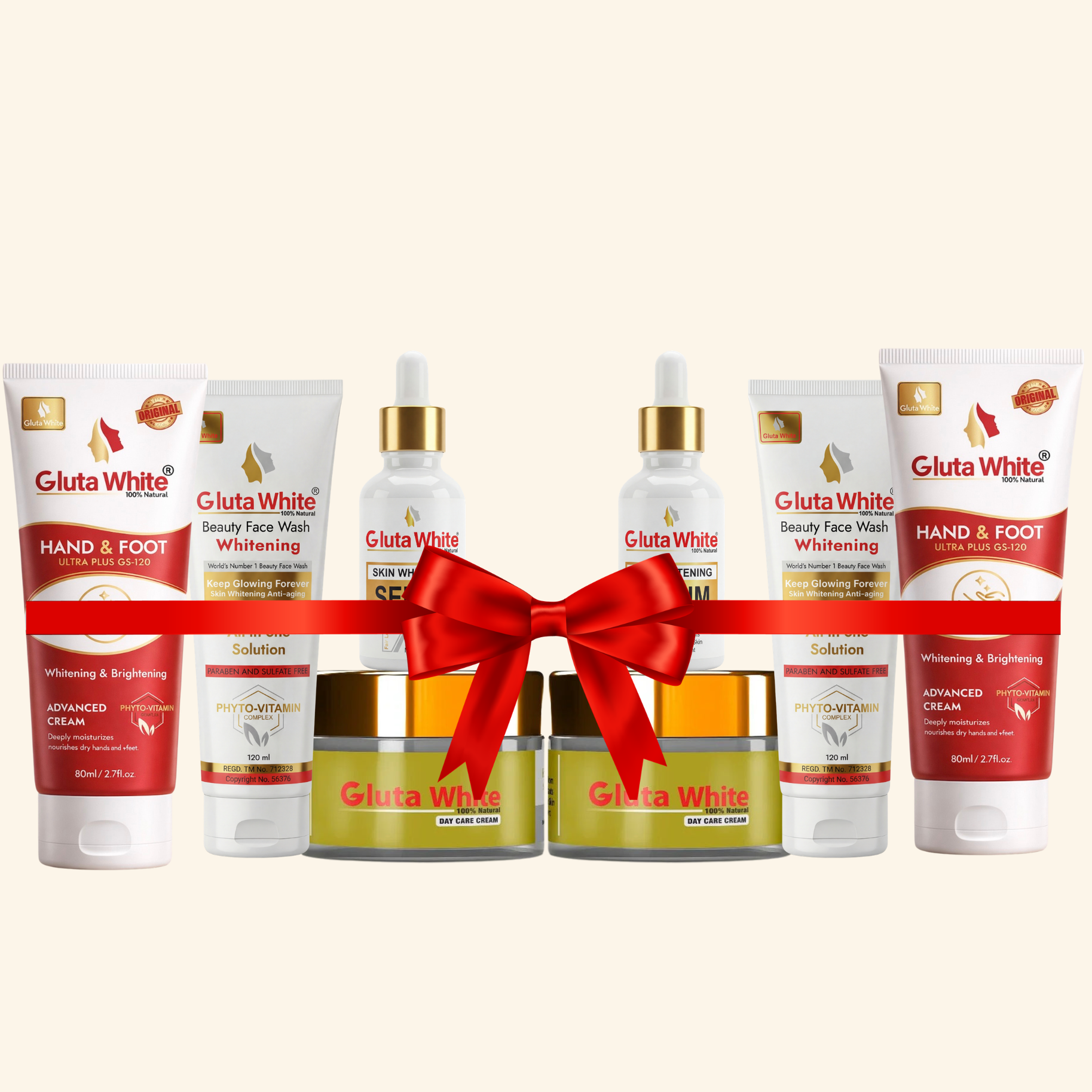Gluta White Day Craem Pack Of 2 + Face Wash Pack Of 2 + Whitening Serum Pack Of 2 + Hand & Foot Cream Pack Of 2