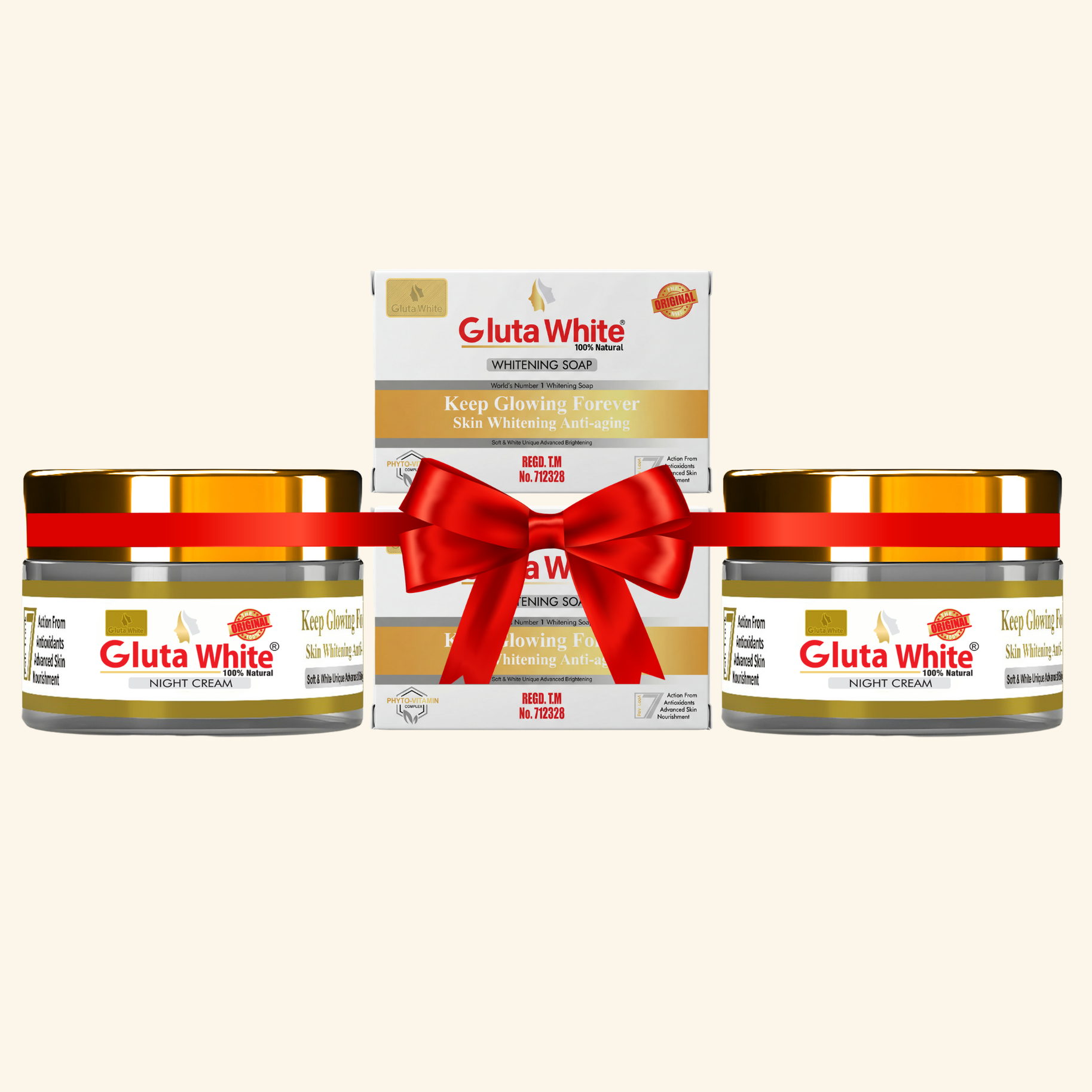 Gluta White Night Cream Pack Of 2 + Whitening Soap Pack Of 2