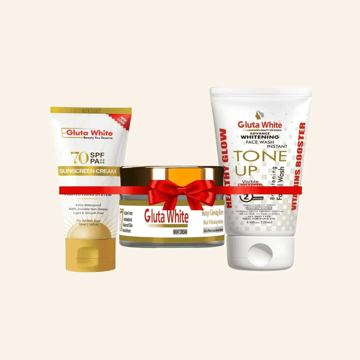Gluta White® Night Cream, Sunblock & Face Wash Bundle – GLUTA WHITE