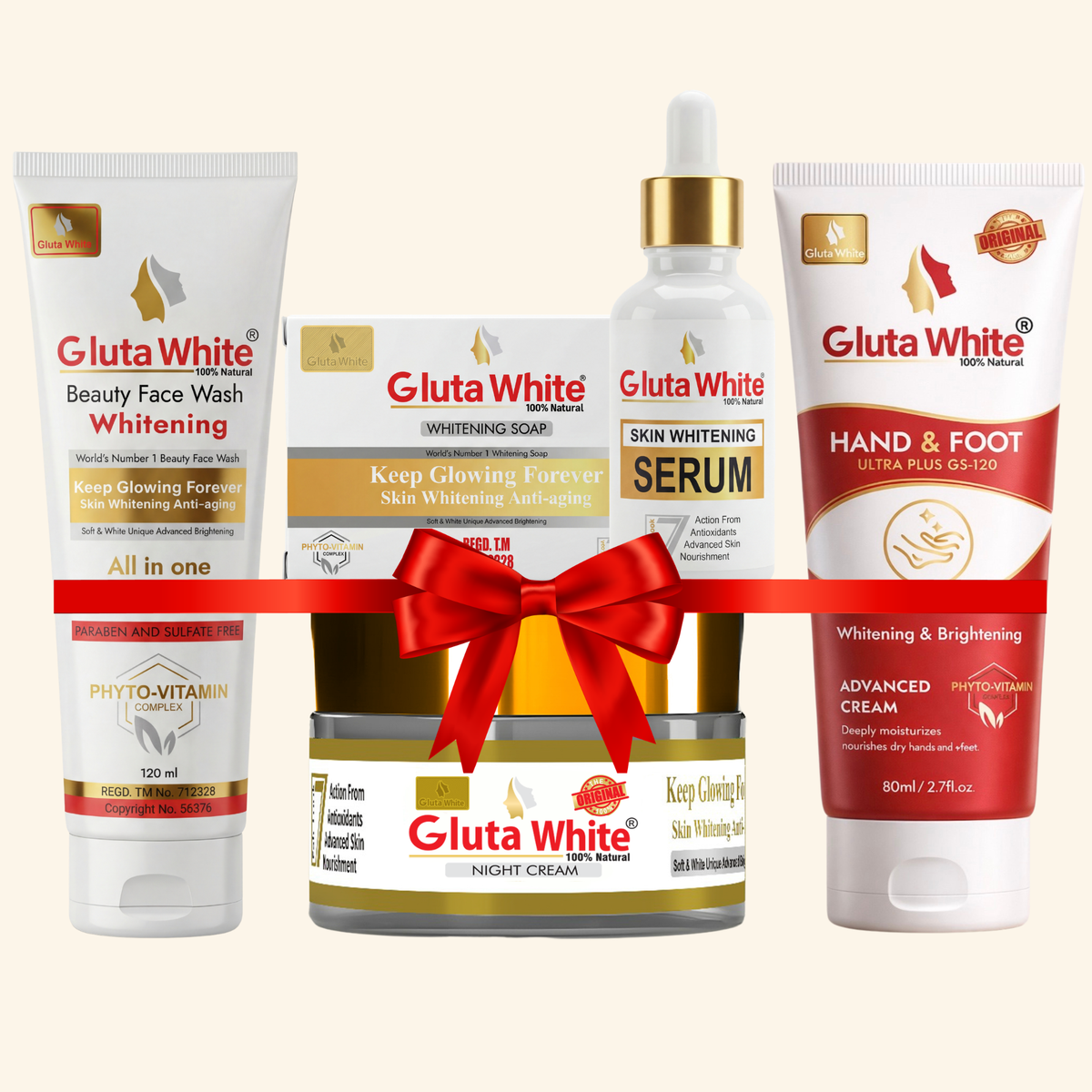 Gluta Whita Night Craem + Face Wash + Hand & Foot Craem + Whitening Serum + Whitening Soap