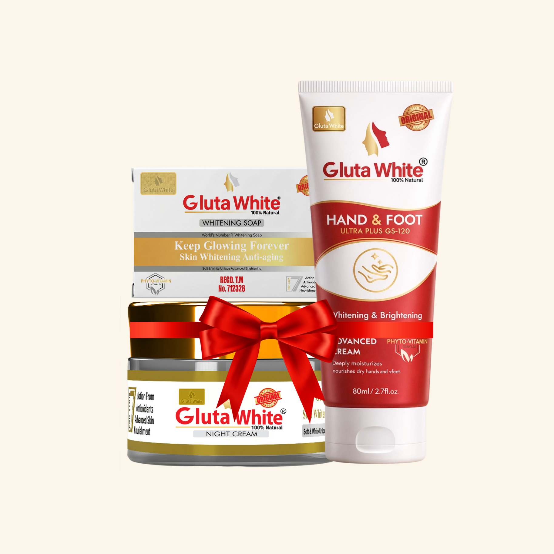 Gluta White Night Craem + Hand & Foot Craem + Whitening Soap