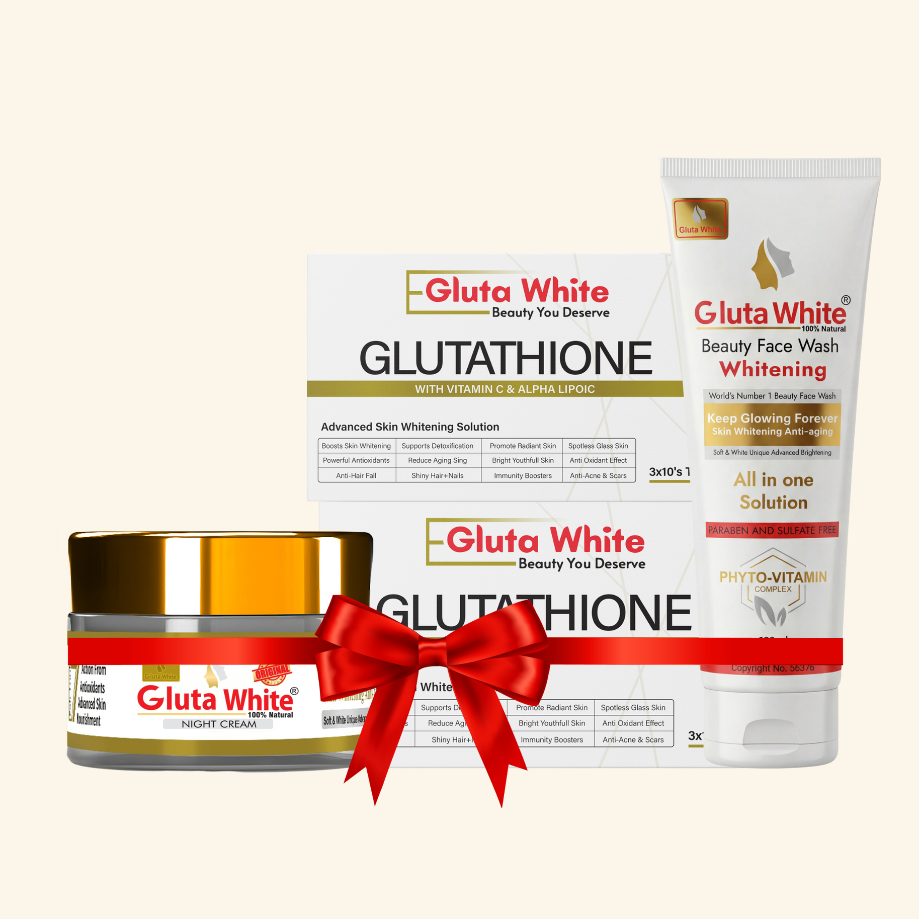 Gluta White Night Craem + Face Wash + Pack Of 2 Capsule