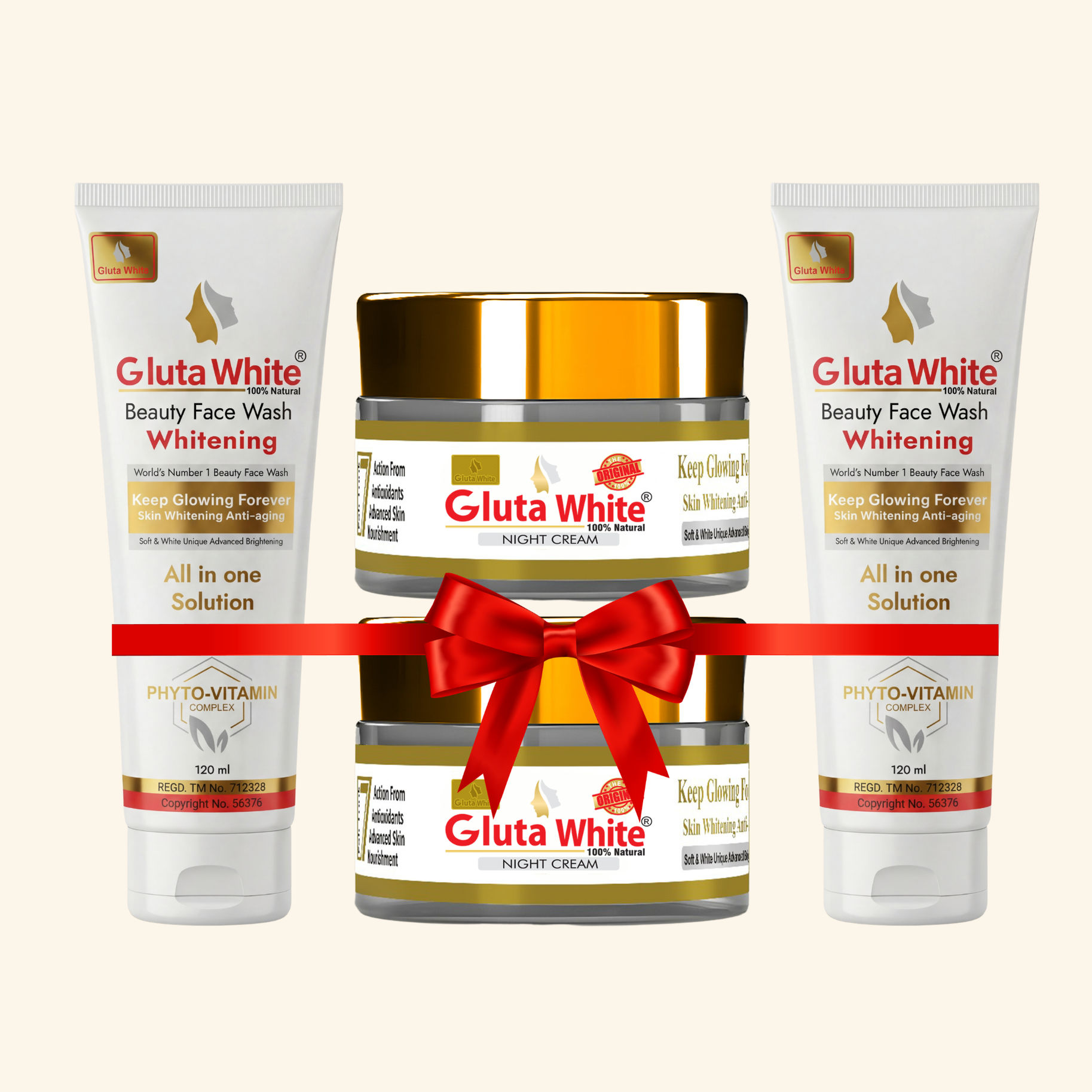 Gluta White Night Cream Pack Of 2 + Face Wash Pack Of 2