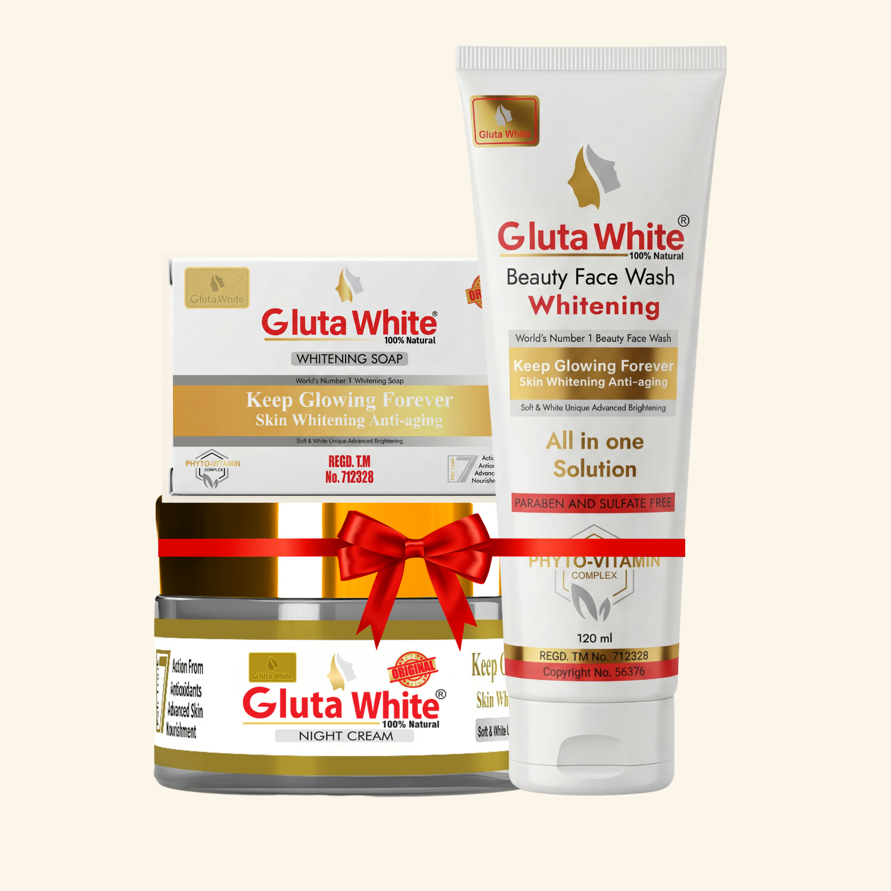 Gluta White Night Cream + Face Wash + Whitening Soap