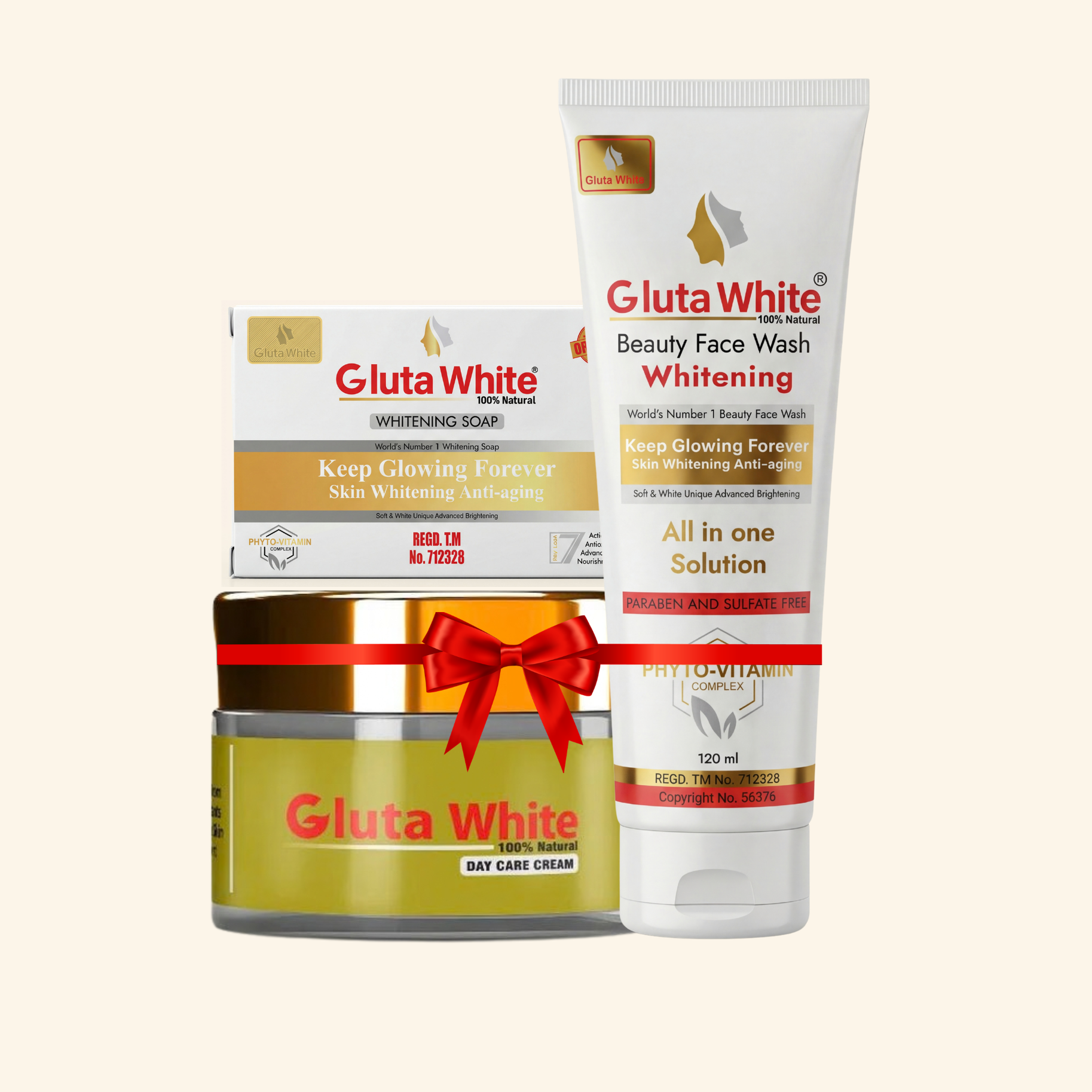 Gluta White Day Cream + Face Wash + Whitening Soap
